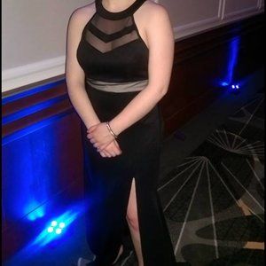 Emerald Sundae Black Halter Gown in Large